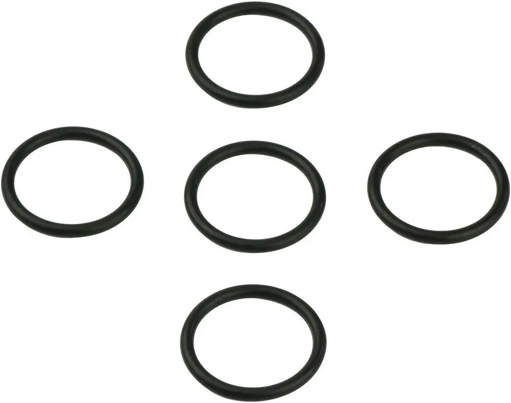 Fünf schwarze O-Ringe der Marke Bosch, kreisförmig und aus elastischem Material, zur Verwendung in verschiedenen Dichtungsanwendungen.